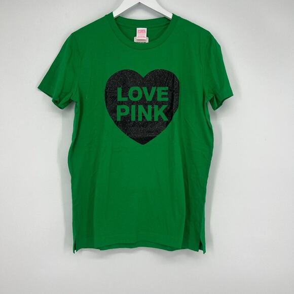 Victoria's Secret PINK Womens Cotton Short Sleeve Campus T-Shirt Green Small NWT - Picture 3 of 7